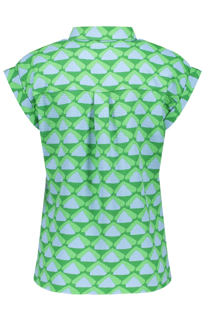 BLOUSE MET BORSTZAK EN PATROON 53489 20 GREEN/BLUE